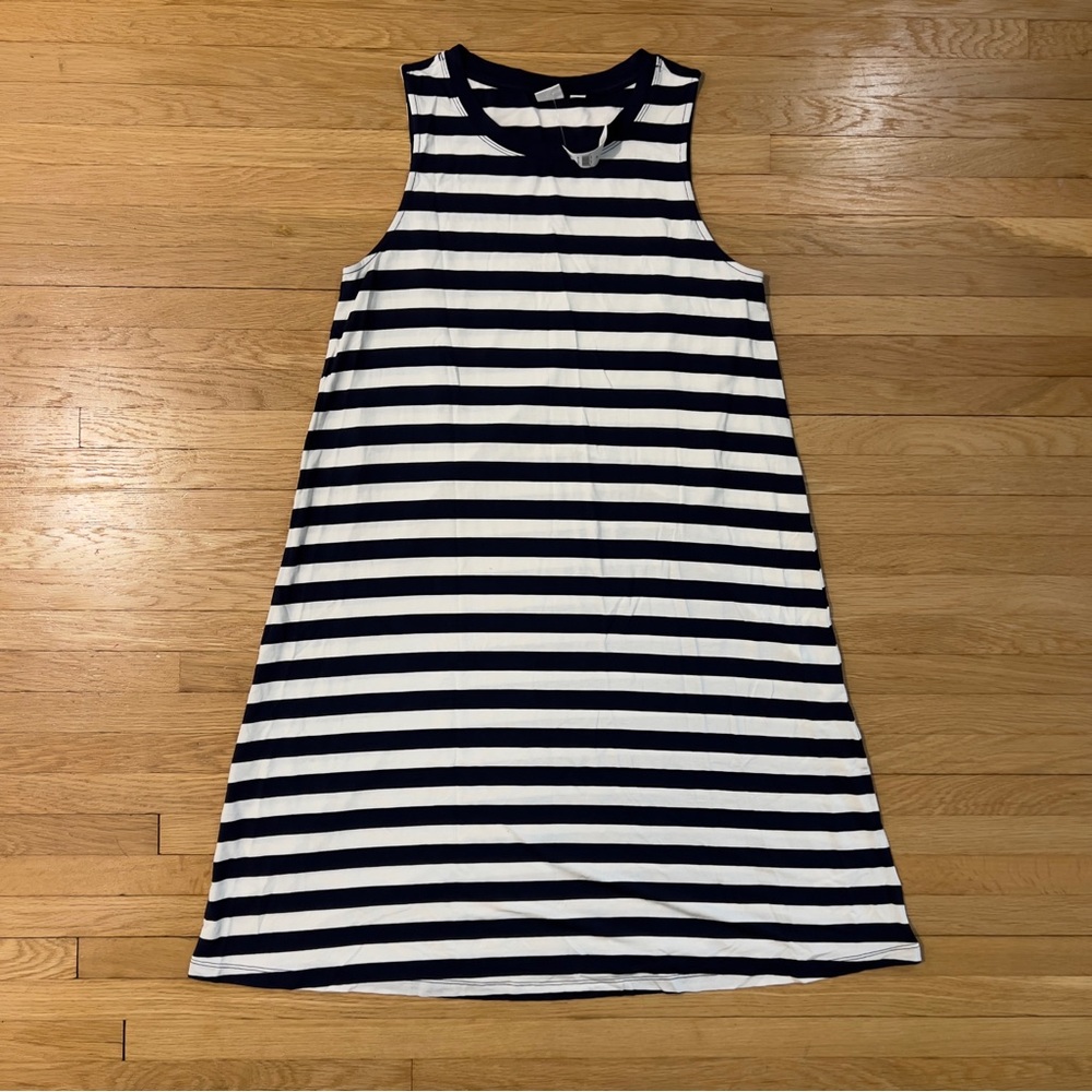 NWT GAP Blue and White Striped Dress, Womens Sz Medium, A Line, Cruise Nautical